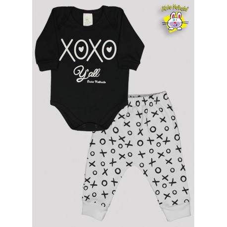 CONJ. BODY SUED. M/L EST. XOXO + CALCA SUED. C/PUNHO EST. XOXO (A)