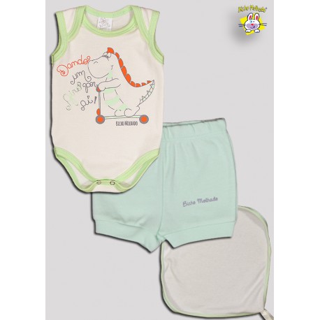 CONJ. BODY CR/COL REGATA EST. + SHORTS SUED. EST + PANO DE BOCA (O)