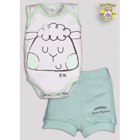 CONJ. BODY BC/COL REGATA EST. + SHORTS SUED. EST + PANO DE BOCA (O)