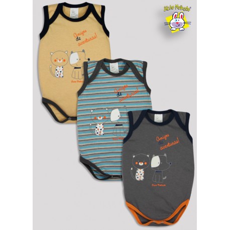 BODY REGATA 2 M.MALHA + 1 F.TINTO/M.MALHA EST. AMIGOS (O)