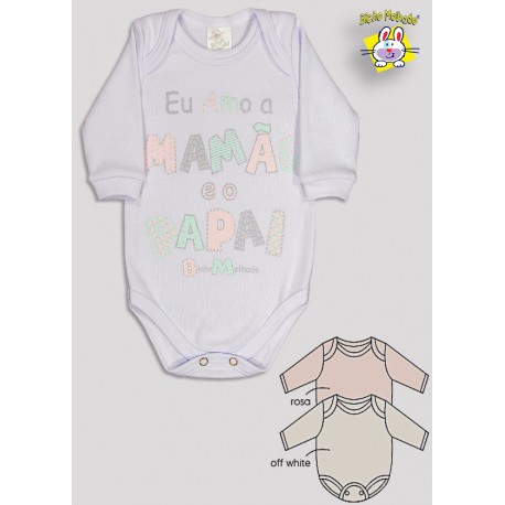 BODY M/L PRONTA ENTREGA EST. AMO MAMAE E PAPAI (A)
