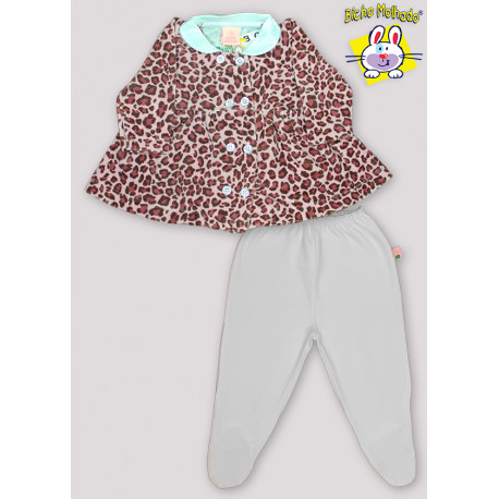 CONJ VESTIDO DE PLUSH M/L + CALCA DE SUED.C/ SOLA (A)