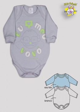 BODY M/L PRONTA ENTREGA EST. EU AMO O VOVÔ (O) - KIT 3 PÇS