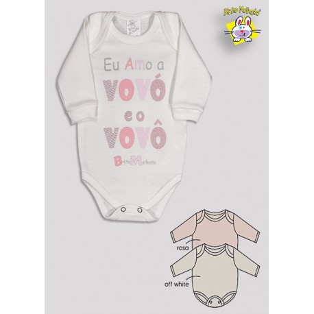 BODY M/L PRONTA ENTREGA EST. EU AMO VOVÔ E A VOVÓ (A) - KIT 3 PÇS