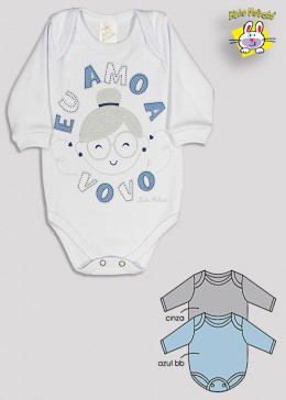 BODY M/L PRONTA ENTREGA EST. EU AMO A VOVO (O) - KIT 3 PÇS