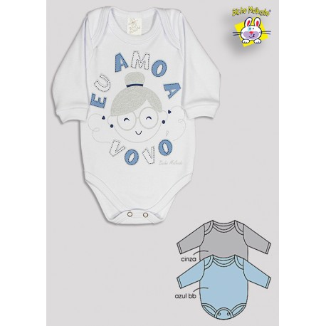 BODY M/L PRONTA ENTREGA EST. EU AMO A VOVO (O) - KIT 3 PÇS