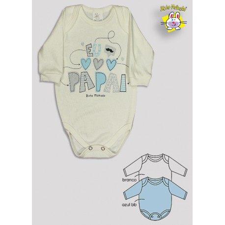 BODY M/L PRONTA ENTREGA EST. EU AMO O PAPAI (O) - KIT 3 PÇS