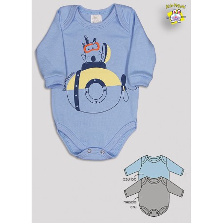 BODY M/L PRONTA ENTREGA EST. MENINO CLARO - KIT 3 PÇS