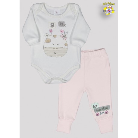 CONJ. BODY SUED. M/L BORD. GIRAFFE + CALCA SUED. PE REVERSIVEL BORD. GIRAFFE (A)