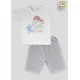 CONJ PIJAMA CAMISETA M.MALHA M/C EST. DORMINHOCO + SHORTS MALHA DE FIO TINTO 1 AO 8 (O)