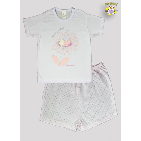 CONJ PIJAMA CAMISETA M.MALHA M/C EST. DOCES SONHOS + SHORTS EST. CORR 1 AO 8 (A)