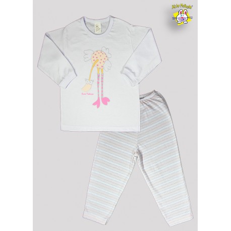 CONJ PIJAMA BLUSA M.MALHA M/L EST. AVESTRUZ + CALCA MALHA DE FIO TINTO 1 AO 8 (A)