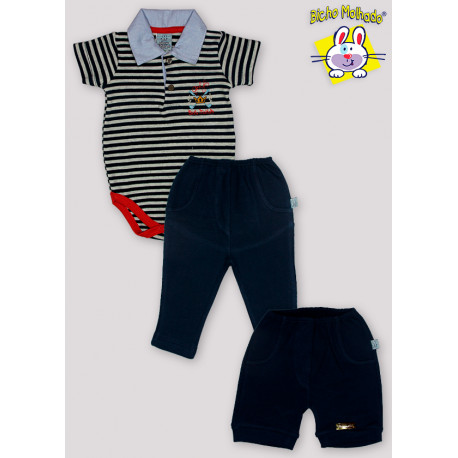 CONJ 1 BODY M/C POLO BORD.GOLF+ 1 SHORTS BORD.+ 1 CALCA BORD.(O)