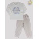 CONJ PIJAMA BLUSA M.MALHA M/L EST. MELHORES AMIGOS + CALCA MALHA DE FIO TINTO 1 AO 8 (O)