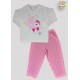 CONJ PIJAMA BLUSA M.MALHA M/L EST. PATA + CALCA MALHA DE FIO TINTO 1 AO 8 (A)