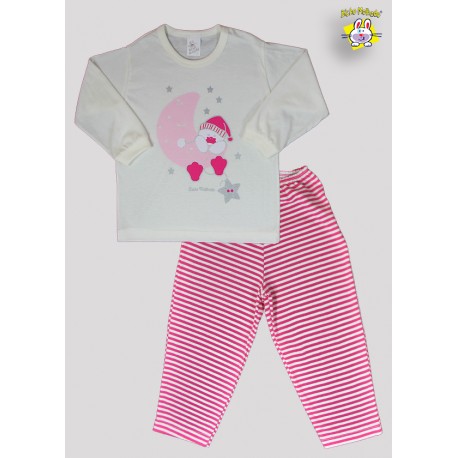 CONJ PIJAMA BLUSA M.MALHA M/L EST. PATA + CALCA MALHA DE FIO TINTO 1 AO 8 (A)