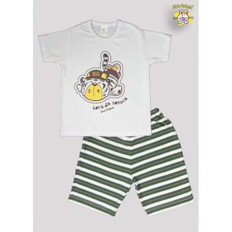 CONJ PIJAMA CAMISETA M.MALHA M/C EST. HORA DA SONECA + SHORTS MALHA DE FIO TINTO 1 AO 8 (O)
