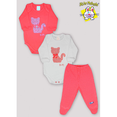 CONJ 2 BODYS M/L C/ STRASS GATA+ CALCA RN E P SOLA / M AO XG BARRA (A)
