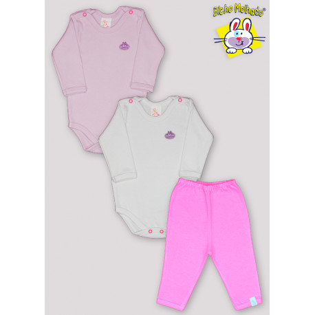 CONJ 2 BODYS CANOA M/L ETQ.TERMO + CALCA SUED.C/ GALAO (A)