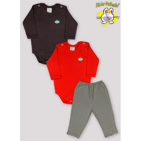 CONJ 2 BODYS CANOA M/L ETQ.TERMO + CALCA SUED.C/ GALAO (N)