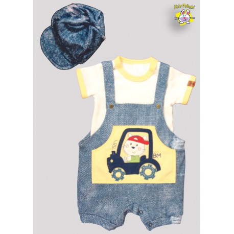 JARDINEIRA EST. CORR. BORD. TIGRE + BODY M.MALHA M/C AB. LISO + BONE EST. CORR LISO (O)