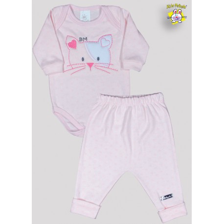 CONJ. BODY ESTAMPA CORR. M/L BORD. GATA + CALCA EST. CORR. C/PUNHO E PLAQUINHA (A)