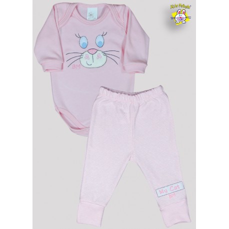 CONJ. BODY SUEDINE M/L BORD. CARINHA DE GATO + CALCA FT. PE REVERSIVEL BORD. MY CAT (A)