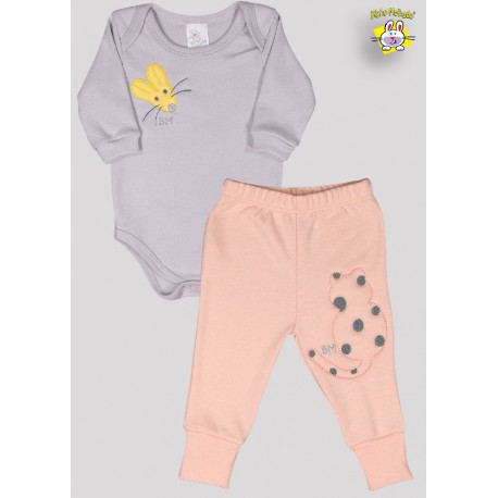 CONJ. BODY SUEDINE M/L BORD. RATA + CALCA SUED. PE REVERSIVEL BORD. GATA (A)