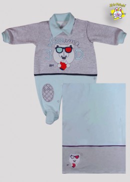 KIT MACACAO SUEDINE AB. LATERAL BORDADO CINEMA + MANTA SUED. BORD. CINEMA (O)