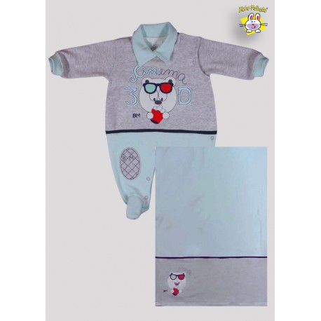 KIT MACACAO SUEDINE AB. LATERAL BORDADO CINEMA + MANTA SUED. BORD. CINEMA (O)