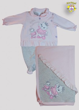 KIT MACACAO SUEDINE AB. LATERAL BORDADO BALLERINA C/BABADO + MANTA BORD. C/BABADO (A)