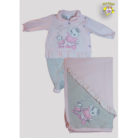 KIT MACACAO SUEDINE AB. LATERAL BORDADO BALLERINA C/BABADO + MANTA BORD. C/BABADO (A)