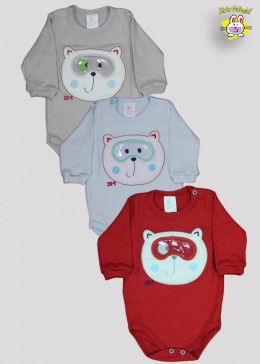 BODY SUEDINE M/L AB. BORDADO GATO (O)