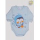 BODY SUEDINE M/L AB. ESTAMPADO PINGUIM C/POMPOM E ETQ. TERMO (O)