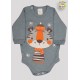BODY SUEDINE M/L AB. ESTAMPADO TIGRE C/POMPOM E ETQ. TERMO (O)