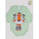 BODY SUEDINE M/L AB. ESTAMPADO TIGRE C/POMPOM E ETQ. TERMO (O)