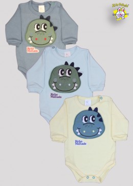 BODY SUED. M/L AB. BORDADO DINOSSAURO (O)