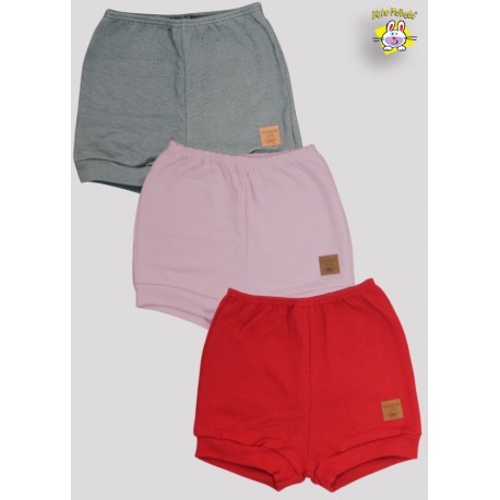 SHORTS PRONTA ENTREGA C/ ETIQ TERMO COELHO (A) - KIT 3 PÇS