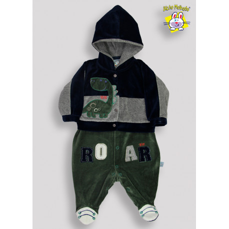 MACACAO.PL BORD. + CASACO PLUSH C/ CAPUZ BORD.DINO (O)