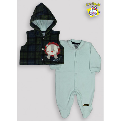 MACACAO SUED. BORD. LEAO + COLETE CANELADO C/ CAPUZ BORD. (O)